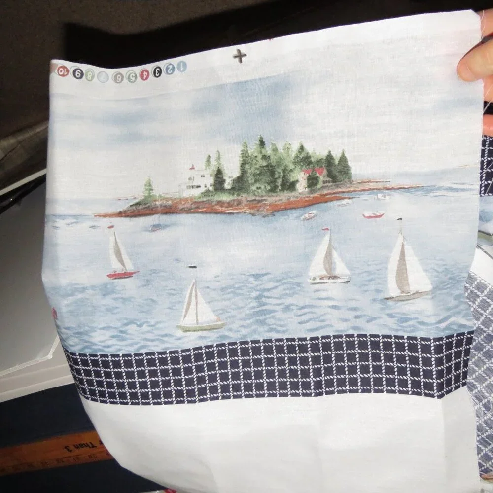 Sailboat & Coastal CURTAIN FABRIC cotton blend 8yards UNCUT like new